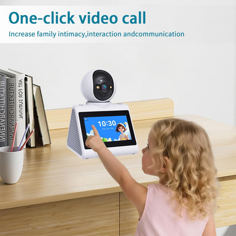 Two Way Video Camera,Indoor Home Security Cameras Baby Monitor Pet Dog Camera with Phone App,Motion for Elderly/Nanny/Pet/Dog/Baby,Audio Calling Device Pan Til,Motion Detection Button Dialing
