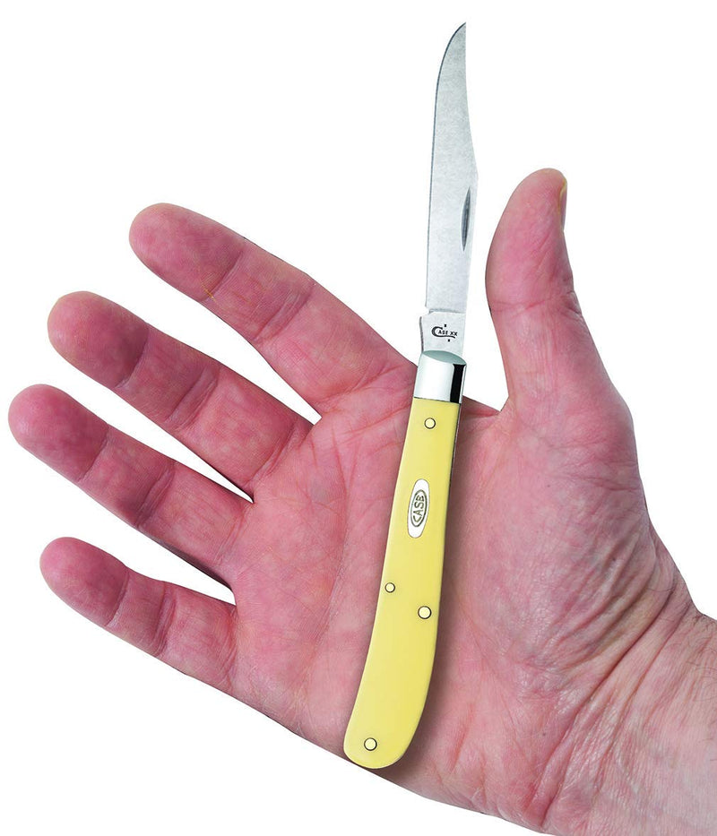 Case WR XX Pocket Knife Yellow Synthetic Slimline Trapper Cv Item #031 - (31048 Cv) - Length Closed: 4 1/8 Inches Yellow CV Chrome Vanadium