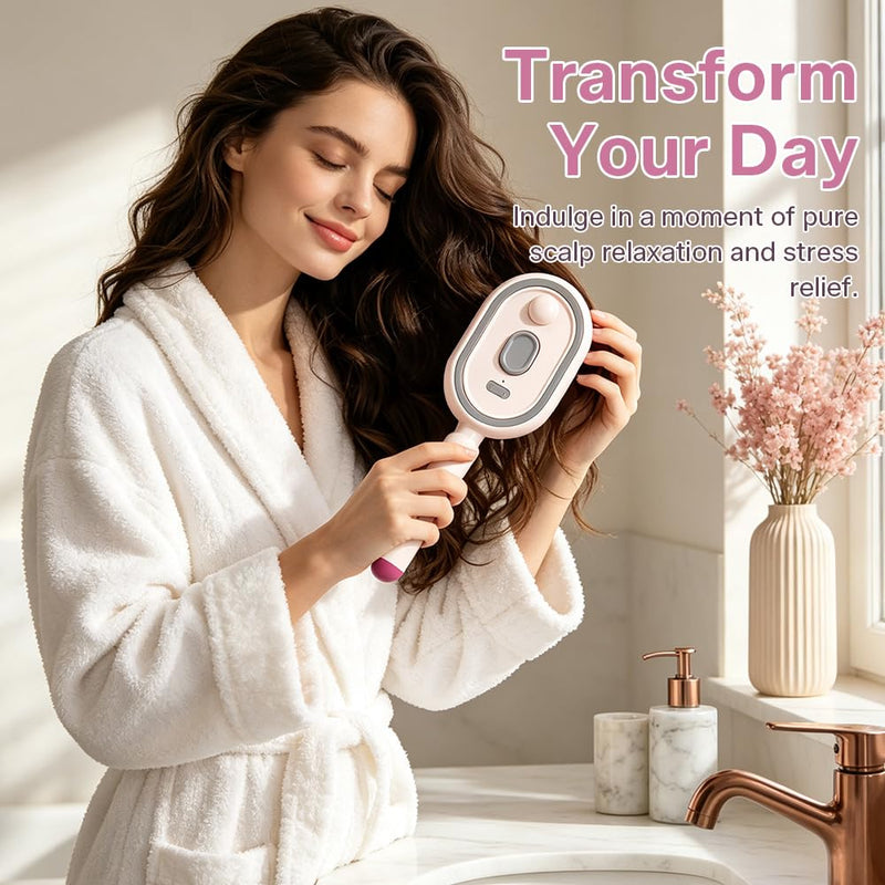  [AUSTRALIA] - Electric Spray Air Cushion Massage Comb, Rechargeable Detangling & Anti-Frizz Hair Brush, Hair Brush with Water Spray, Self-Cleaning Anti-Tangle, Steam Hair Straightener for Wet & Dry Hair(Pink)