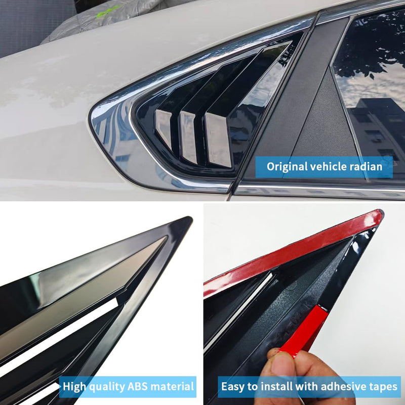 Window Louvers for Kia Forte Sedan 2019 2020 2021 2022 2023 2024 Rear Side Window Louvers Sport Style Blinds Cover Air Vent Shades Panel Auto Exterior ABS Decorate Accessories 2PCS/Set (Glossy Black) Glossy Black