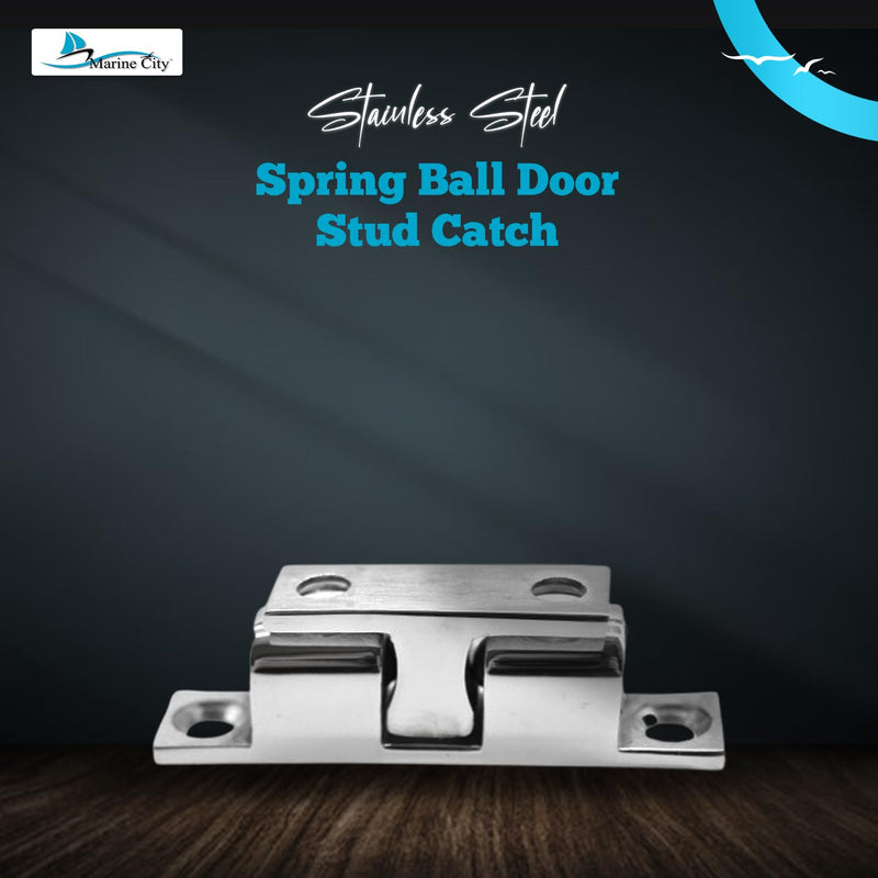 Marine City Spring Ball Door Stud Catch – Stainless Steel High Polished, 7/16 × 1-15/16 Inches, Corrosion-Resistant, Ideal for Boats, Cabinet Doors, Cupboards (Pack of 1)