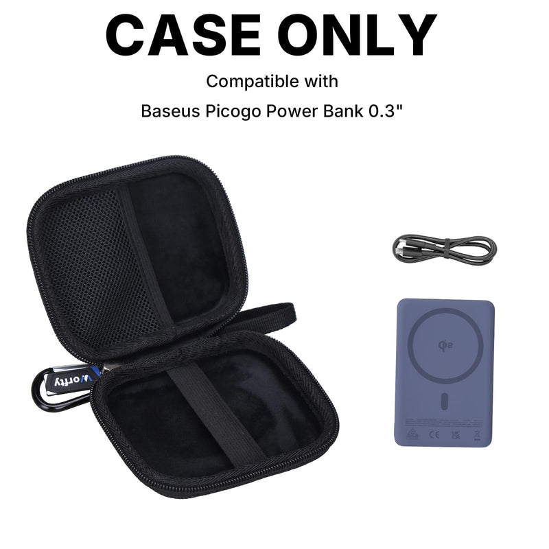 Case for Baseus Picogo Power Bank 0.3" 0.5" Ultra Slim 5000mAh MagSafe Portable Charger- Hard Travel Storage Bag, Box Only (Black) Black