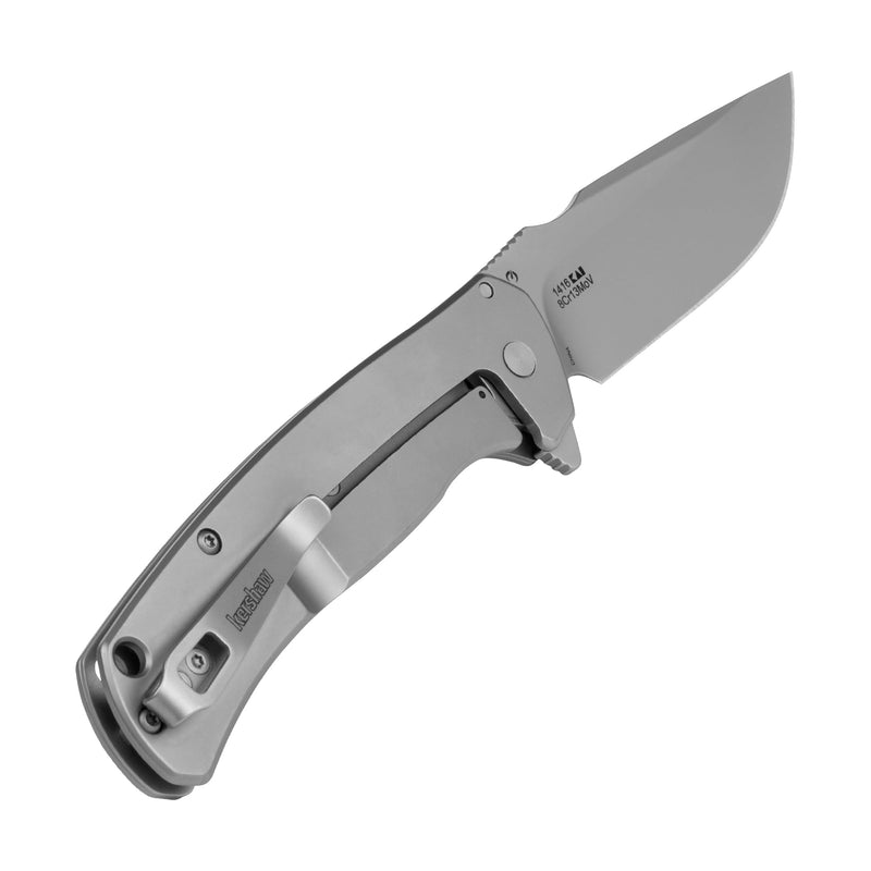Kershaw Scour Pocket Knife, Matte Gray Design, 3.3 Inch Stainless Steel Drop Point Blade, EDC with Assisted Opening, Reversible Pocketclip, Everyday Carry Pocket Knife for Men and Women