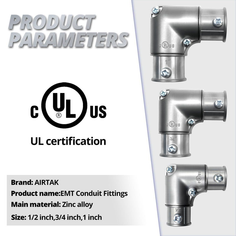 90 Degree EMT Pull Elbow, 1 Inch Inside Corner Conduit Coupling with Removable Cover, Zinc Die-Cast, 5-Pack 5 Pack