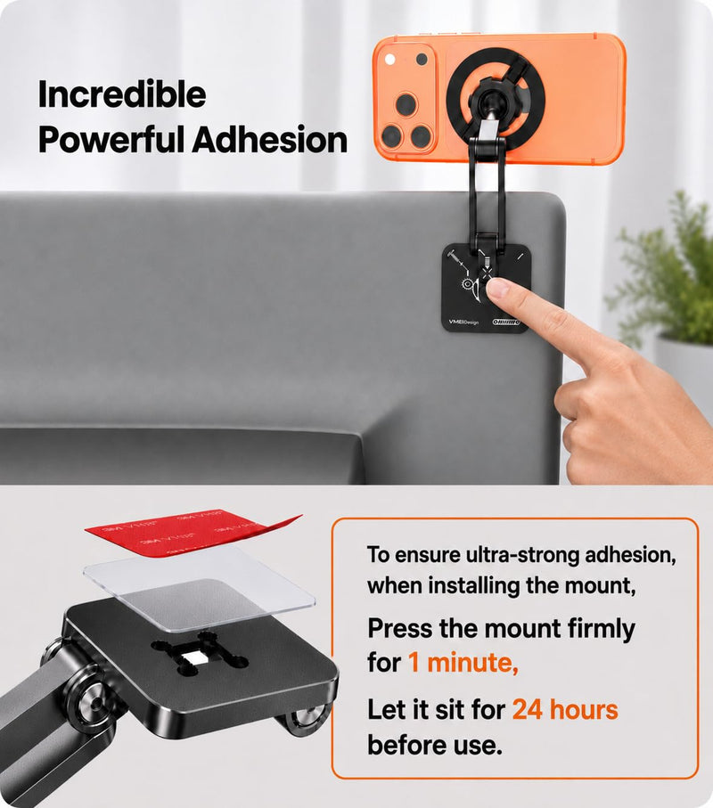 Foldable Hidden Tesla Phone Mount, All-Metal 360° Adjustable MagSafe Powerful Magnetic Car Holder Fits All Phones, Tesla Accessories for Model 3 Model Y Cybertruck