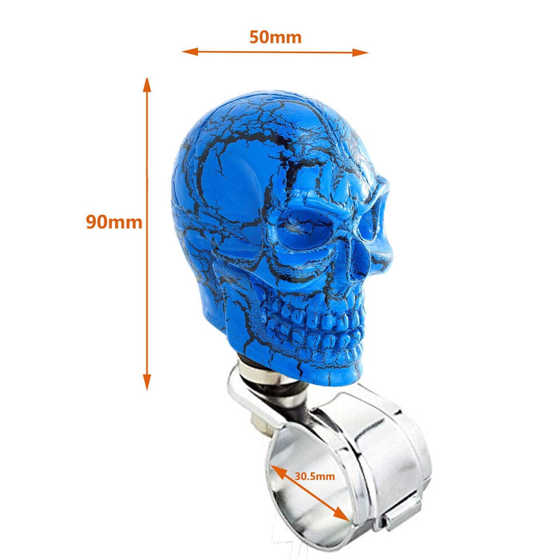 Lunsom Wheel Spinner Knob, Skull Shape Car Turning Driving Suicide Knob Power Handle Control Resin Steering Spinner Turn Aid Helper Fit Most Vehicle, Truck, Tractor, Boat(Blue) blue