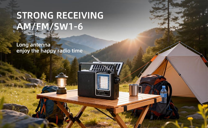 Portable Radio AM FM,Bluetooth, Rechargeable Retro Radio with Best Sound, Solar/D Battery*2pcs Operated/USB Charging, TWS, Support TF Card/USB Playing,Earphone Jack(Model RX-252S)