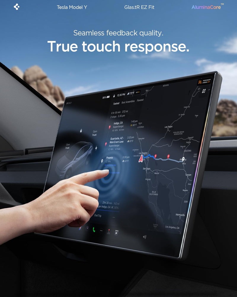 Spigen GlasTR EZ FIT Screen Protector Matte Finish for Model Y (2026) | Aluminacore 10H+ Tempered Glass, Auto Align Tray, Anti-Fingerprint, Designed for Model Y Premium/Performance/L (2026) 16" 16-inch 2026 Model Y