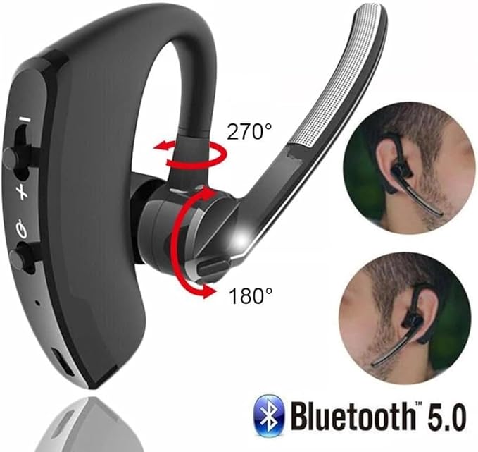  [AUSTRALIA] - Callez Bluetooth Headset with CVC8.0 Dual Mic Noise Cancelling for iPhone | Bluetooth Earpiece V5.0, Wireless Headset for Android Cell Phone Trucker Business Office Work, Clear Chat, Super Light Black