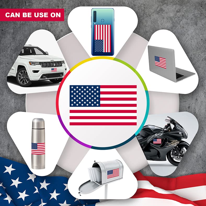 IGNIXIA American Flag Decal, USA Flag Car Stickers 5x3 Inches American Flag Sticker (Pack of 10) Support US Military Waterproof Bumper Stickers, USA Window Stickers (USA Flag)