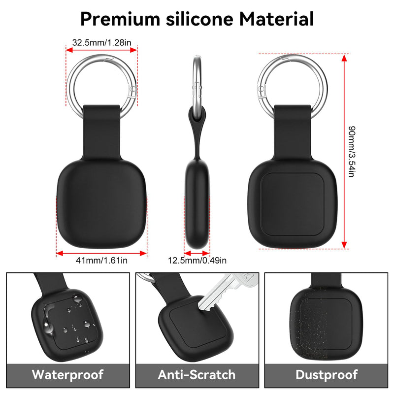 Tile Mate Case (2024/2022) — Pre-Attached Carabiner, No Adhesive Needed, Zero Signal Loss | Waterproof Silicone Clip-On Tracker Cover for Keys, Backpack & Dog Collar (Black+Dark Blue) Black+Dark Blue