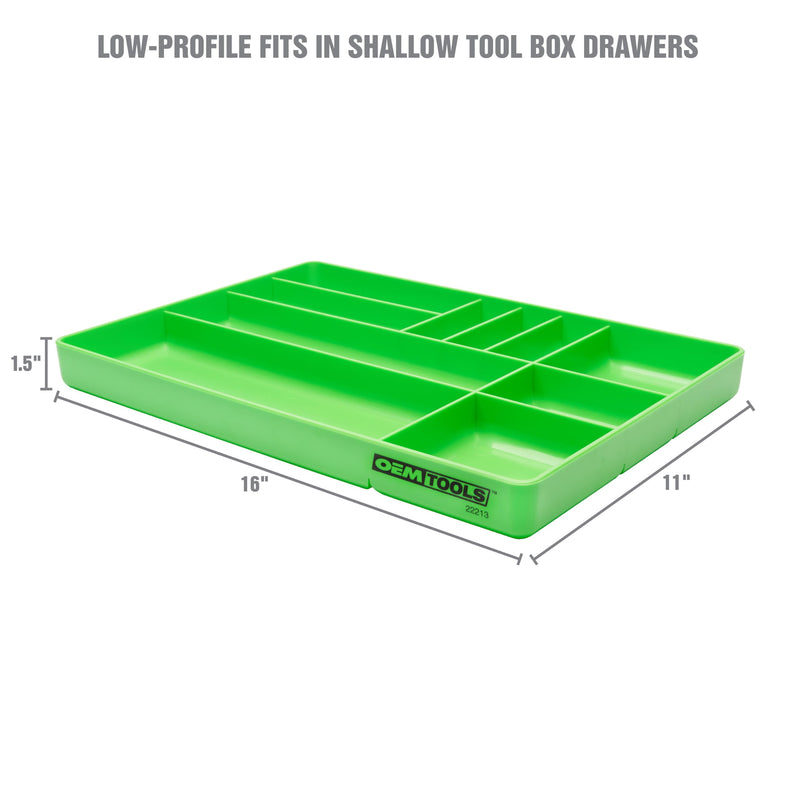OEMTOOLS 22213 Tool Box Organizer Tray – 10-Compartment Tool Chest Organizer for Parts, Bolts, and Small Tools – Stackable Drawer Tray Design Drawer Organizer Parts Tray