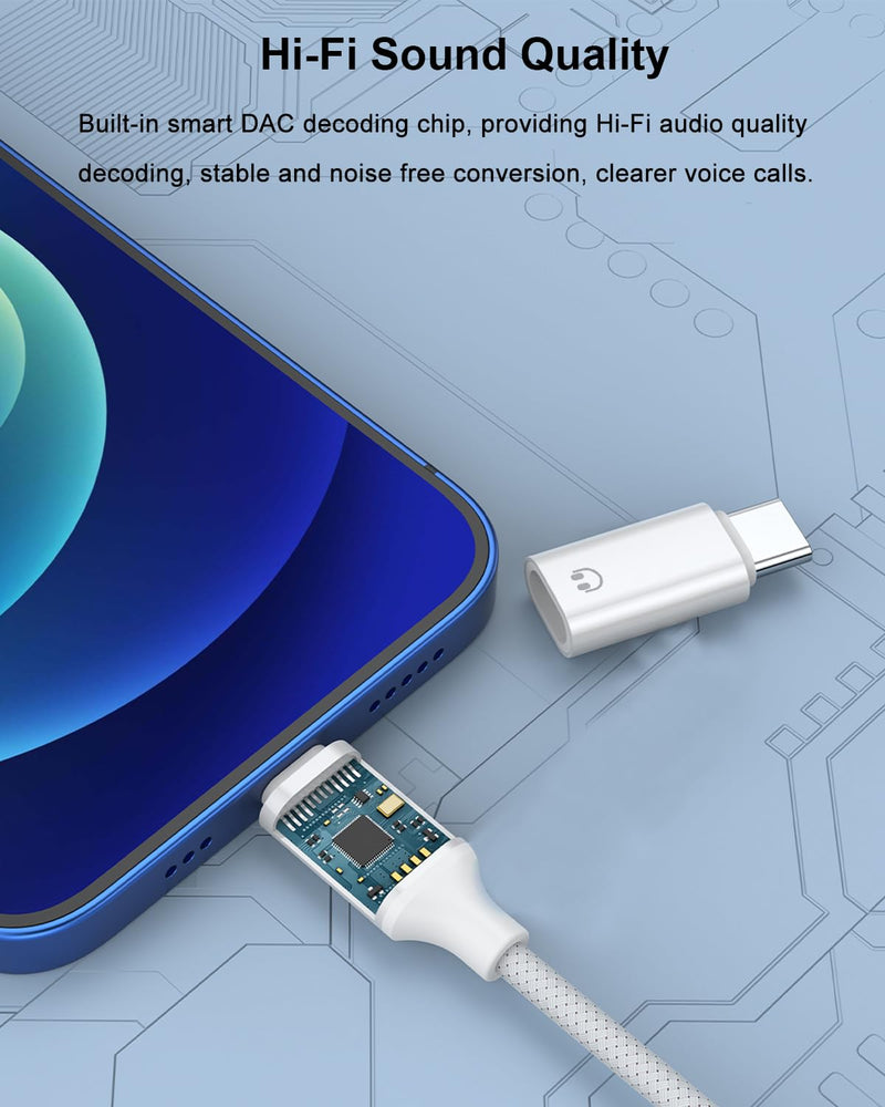 AreMe for Lightning to 3.5mm & USB C to Lightning Headphone Audio Adapter | Earbuds Adapter Converter for iPhone, Support Line Control & Calls