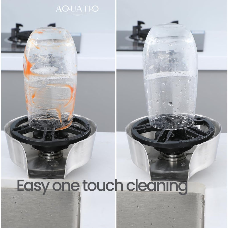 2 in1 Glass Rinser for Kitchen Sink - Stainless Steel Cup Cleaner - Counter Top Bottle Washer - Kitchen Sink Accessories - Attachements - Sink Sprayer (Nickel) Nickel