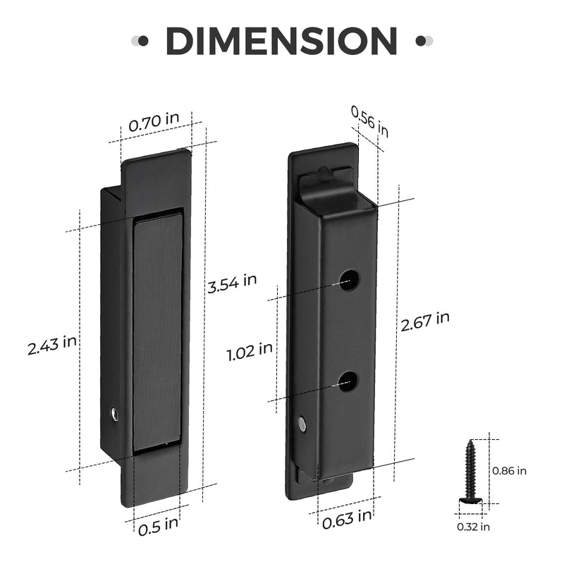 JOY DECOR Pocket Door Pull Handle, Edge Pull, Matte Black Flush Mount for Sliding Doors (4 Pack) 4