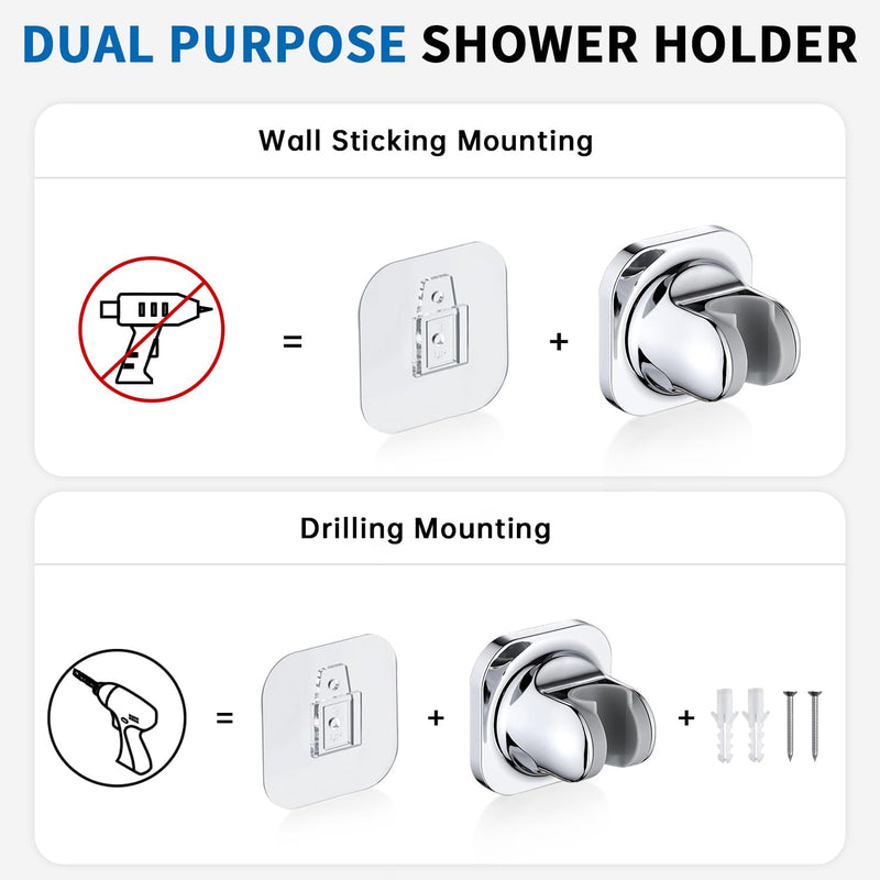 G-Promise Metal 13 Inch Shower Head Extension Arm with Diverter, Handheld Holder Included, G1/2 Universal Thread Rain Shower Arm, Brass Adjustable Extender with 3-Way Diverter, Chrome