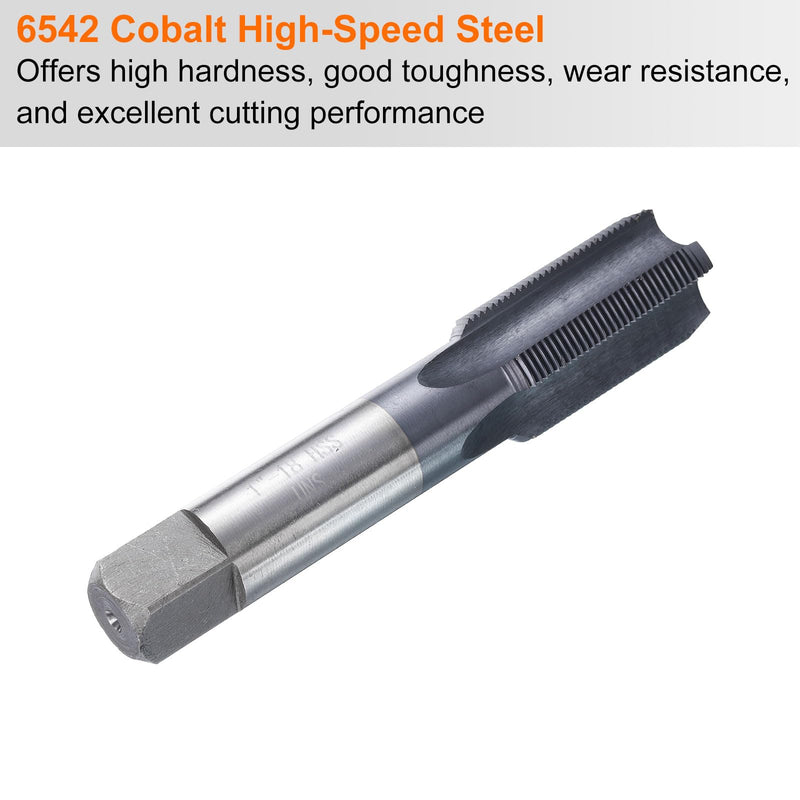 HARFINGTON 1"-18 UNS Thread Tap 6542 Cobalt High-Speed Steel TiCN Coated Plug Tap Right Hand Flat Head 4 Straight Flutes Screw Threading Hand Tap