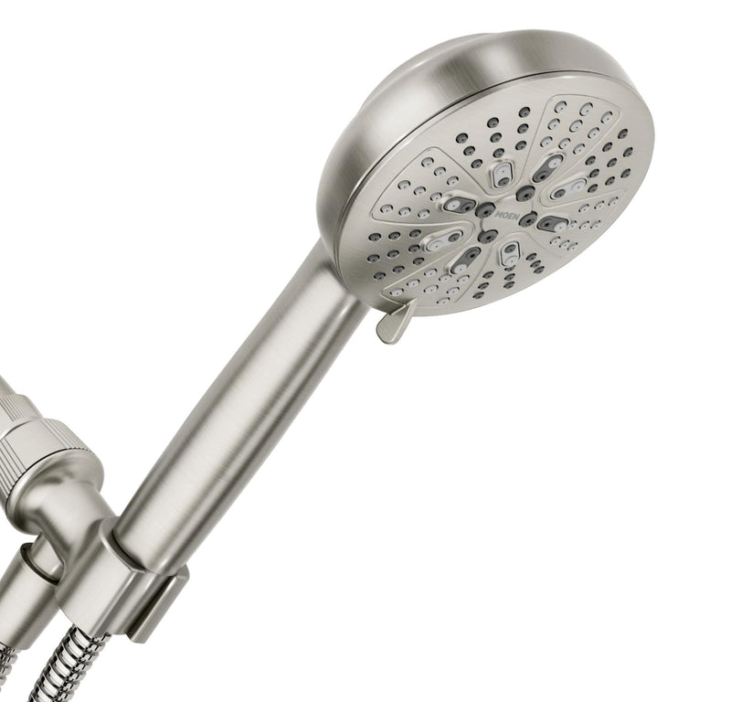 Moen Hydro Energetix High Pressure Shower Head with Handheld Sprayer, 8 Handheld Shower Head Spray Settings, Spot Resist Brushed Nickel Finish, 200H0SRN (Pack of 1) Hand Held Shower