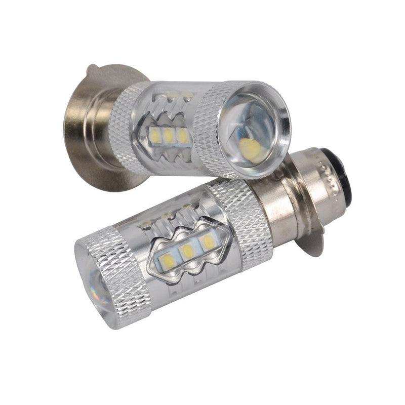 2Pcs 80W Super White LED Bulbs P15D H6M for ATVS YFM350 400 450 660 700 Raptor Blaster 200 350 YFZ 450 TRX 400EX LTZ400
