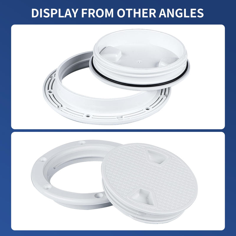 Smartmarine Boat Hatch White 4"6"8" Round Non Slip Inspection Hatch w/Detachable Cover for Marine Boat Yacht (4 inch) 4 inch