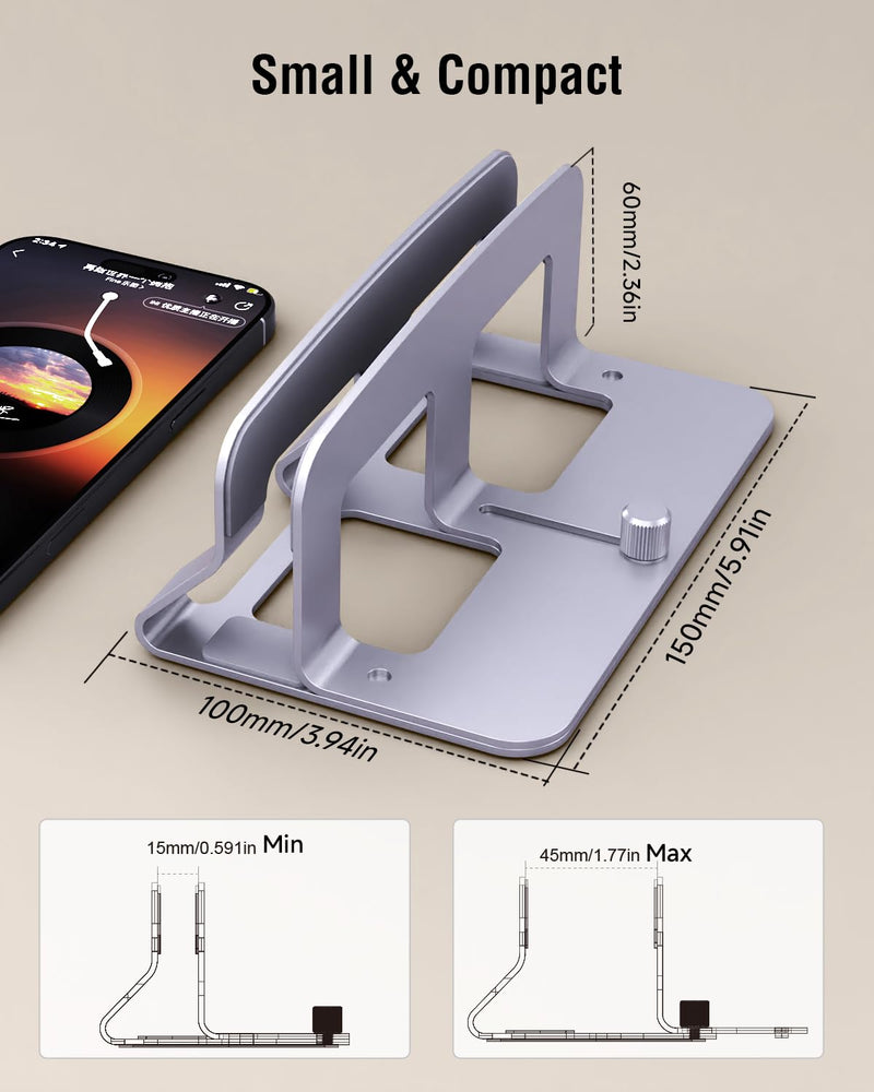 luminum Vertical Laptop Stand Dock Holder, Adjustable Slot Width 14-45mm | Space-Saving Upright Storage,for MacBook Pro Air,Mac,HP,Dell, Mac mini Computer Laptop Stand for Office Home, Up to 17" Silver-A