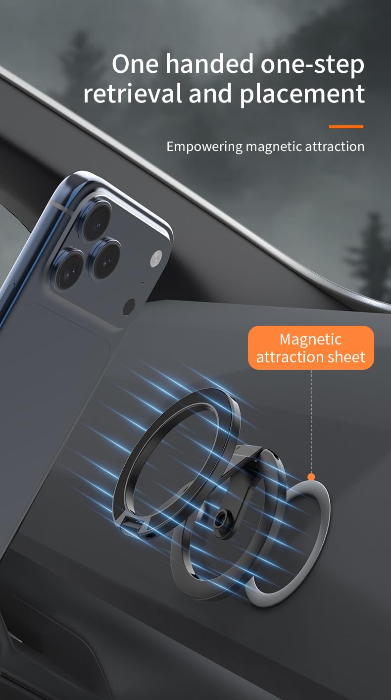 YUHAOS Magnetic Phone Stand, Foldable Double-Sided Cell Phone Holder for Desk, Compatible with iPhone 17 16 15 14 13 12 Pro Max Samsung Galaxy, Zinc Alloy Compact Stand black out