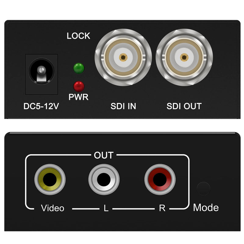 Wiistar 3G SDI to AV Converter BNC to RCA Audio Scaler with SDI Signal Loopout Support Convert HD-SDI,3G-SDI Signal for TV