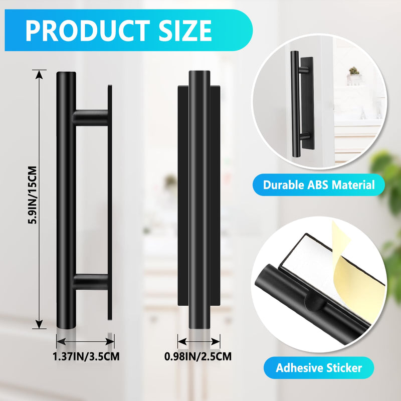 Self-Stick Push Pull Helper, 30 Pack Drawer Pulls ABS Plastic Adhesive Door Handles Peel and Stick Cabinet Handles for Kitchen Cabinet Sliding Door Furniture (Black)