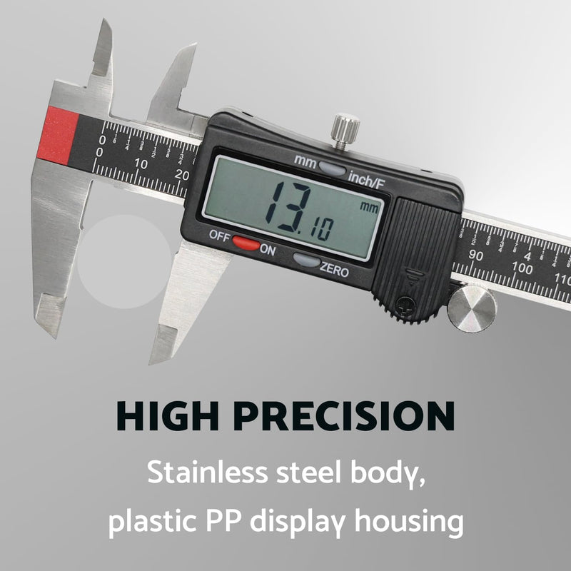 Digital Caliper, Caliper Measuring Tool 6 inch, Micrometer Caliper Digital, Stainless Steel Calipers to Measure Inch Fractions Millimeter with Auto-Off by S&F STEAD & FAST