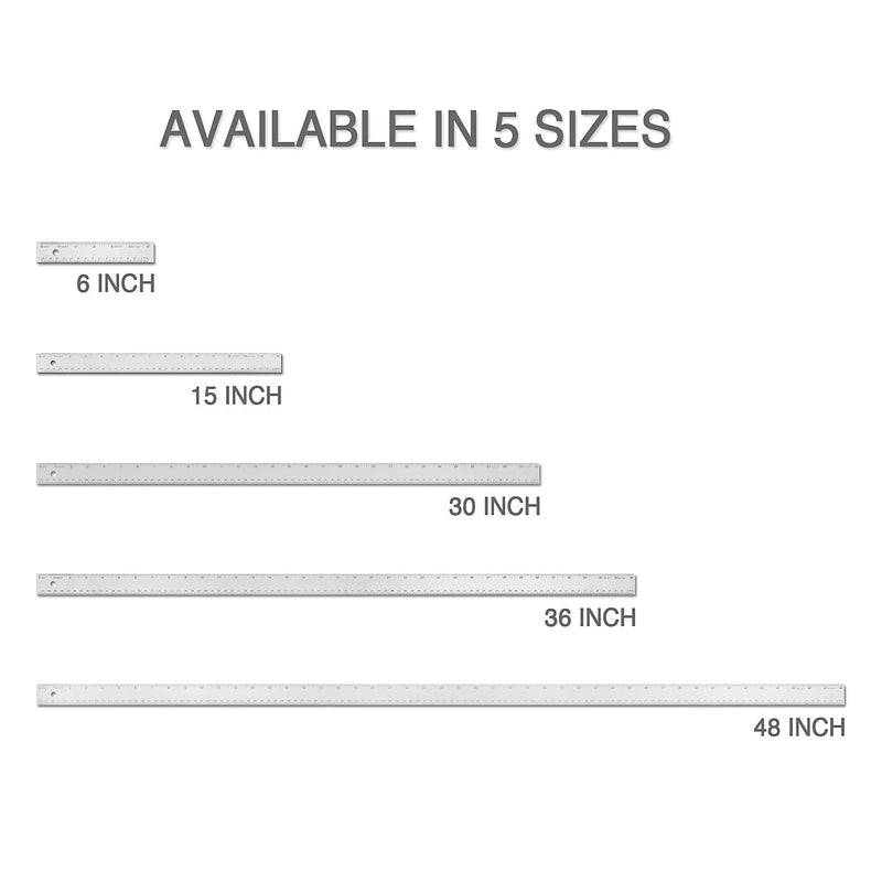 Alumicolor Aluminum Standard Straight Edge with Non-Slip Back, 48IN, Silver 48 Inch