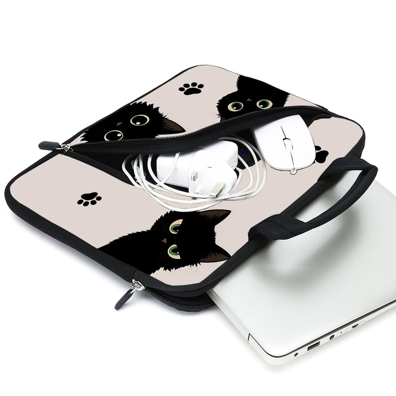 12 Inch Laptop Sleeve Carrying Bag with Handle， Front Pocket for Placing Power Adapter and Mouse for men women Cat-1