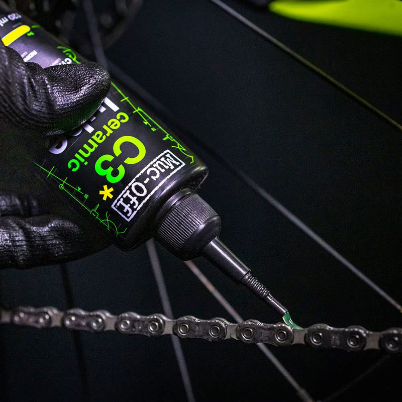 Muc-Off C3 Ceramic Dry Chain Lube, 120 Milliliters - Premium Bike Chain Lubricant with UV Tracer Dye - Formulated for Dry and Dusty Weather Conditions 120ml