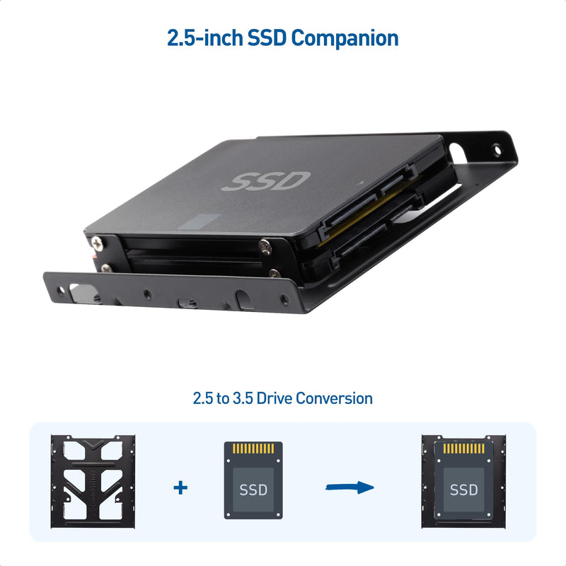 Cable Matters 2-Pack 2.5 to 3.5 Hard Drive Adapter for SSDs, Dual SSD Mounting Bracket Kit (SSD Adapter, 2.5 to 3.5 Adapter, 3.5 to 2.5 Adapter) Kit Includes Bracket, Screws, Cables, and Screwdriver