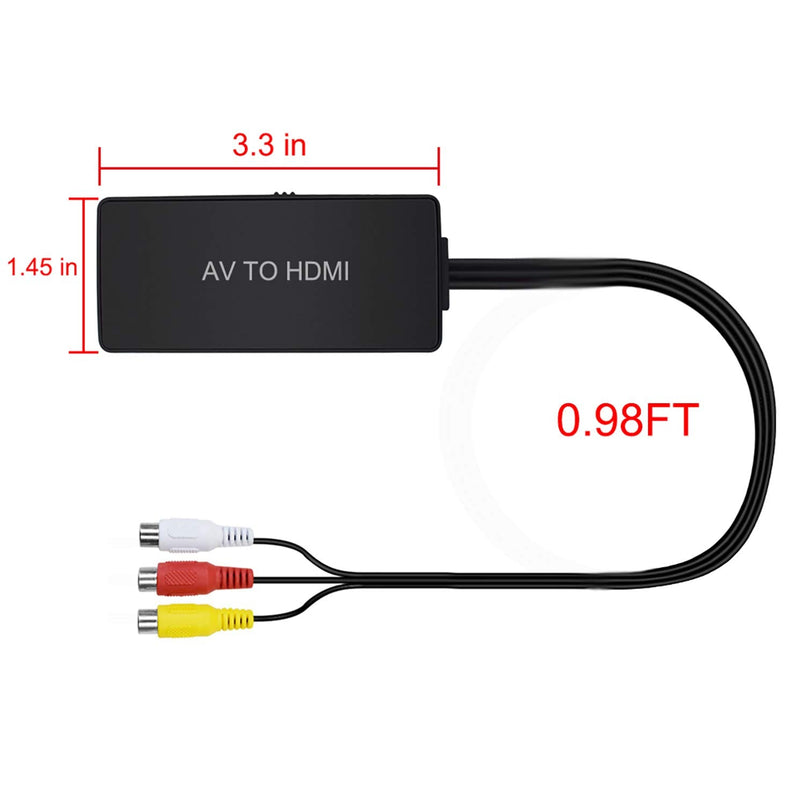 RCA to HDMI Converter AV/CVBS to HDMI Video Audio Converter for N64, PS2, PC, Laptop, Xbox, VHS, VCR, Camera DV ect. RCA to HDMI Converter