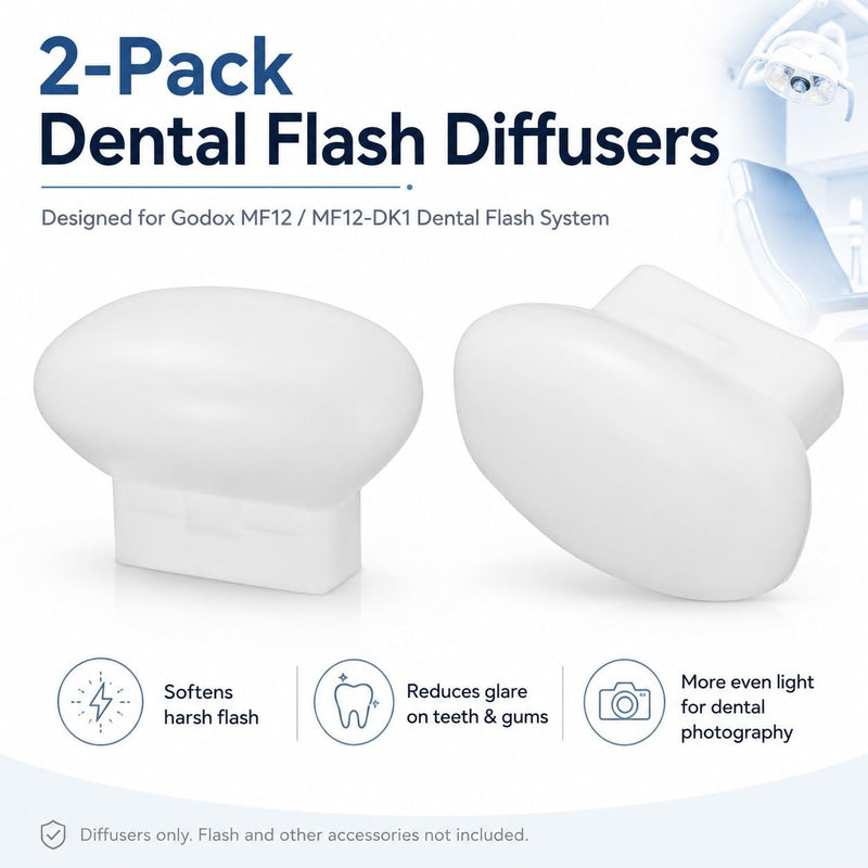 Godox MF-DD Diffuser for Godox MF-T76 Macro Twin Lite Flash (2-Pack) | 2 Dental Diffusers for MF12/MF12-DK1; Soften Direct Flash, illuminate Posterior Areas and Support Clearer intraoral Photos. 2 PCS