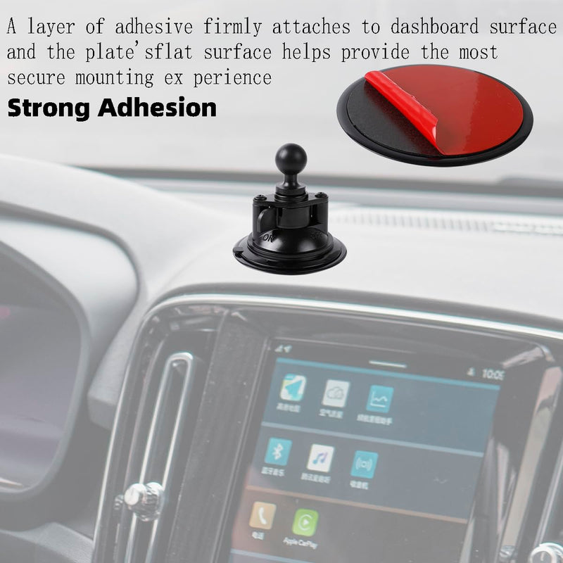 1" Ball Suction Cup Base with Adhesive Dashboard Pad Mounting Disk Compatible with RAM Mounts and Other B Size 25mm Ball Phone Holder