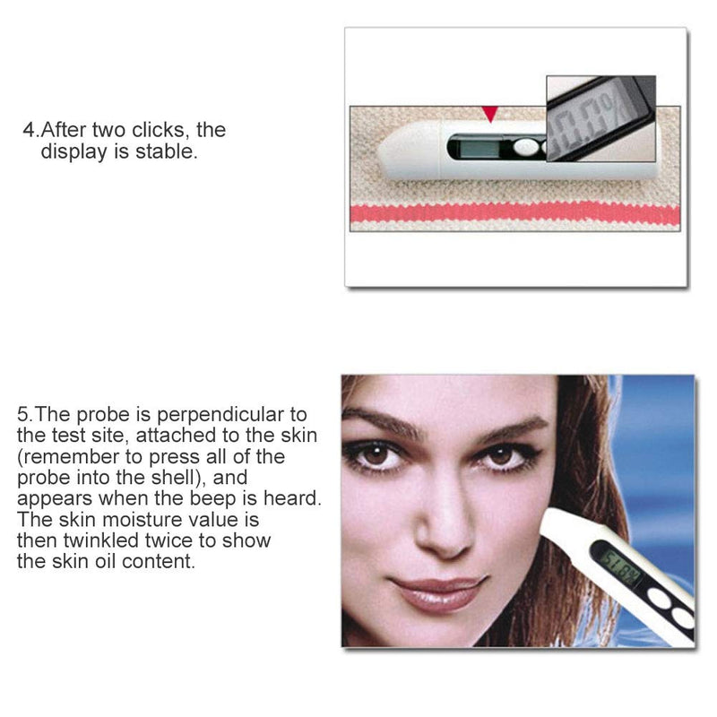Sonew Digital Skin Detector Portable Oil Content Analyzer LCD Display Skin Care Tester Detector Face Care Monitor(White)