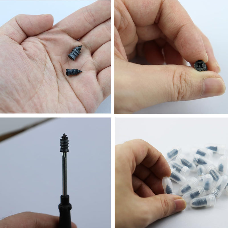 60 Pcs Tire Repair Rubber Nail, Tire Repair Nail Tire Repair Rubber Screws Fast Tool Self-Service Tire Repair Nail Vacuum Suitable for Car Motorcycle Jeep Tire Puncture Repair