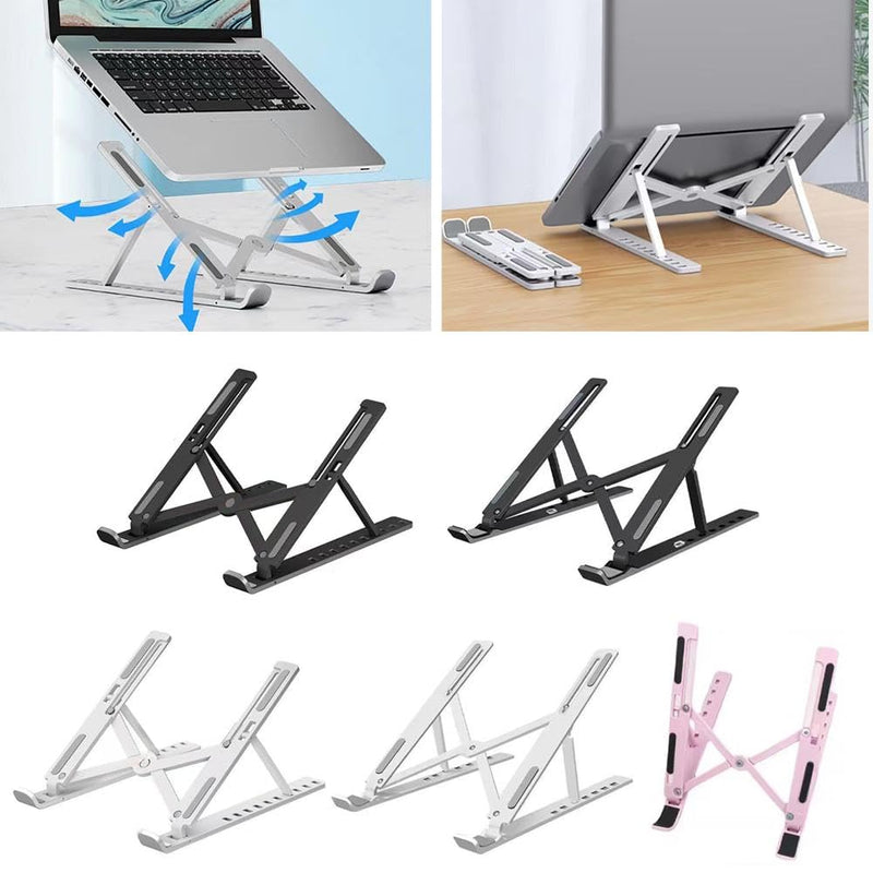 Foldable Tablet Stand, Non-Slip 6-Level Adjustable Laptop Stand Compatible with All Computers and Laptops, (Black) Black