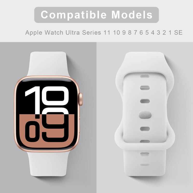 3 Pack Bands Compatible with Apple Watch Band 38mm 42mm 40mm 44mm 41mm 45mm 46mm 49mm Women Men, Soft Silicone Replacement Sport Straps for iWatch Series 11 10 9 8 7 6 5 4 3 2 1 Ultra SE 001, Black/Blue Gray/White 44/45/46/49/42mm(Series 3 2 1)