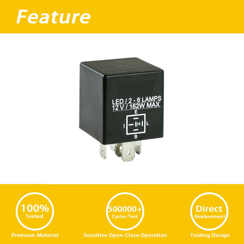 LED Turn Signal Flasher Relay 5 Pin Compatible with Ford F150 98-10 | Compatible with F-250 F-350 F-450 F-550 F250 F350 F450 F550 Super Duty 98-10 | Compatible with RAM 1500 2500 3500 98-10