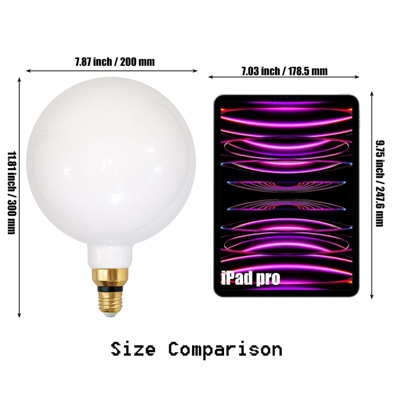 SD LUX Oversized LED Light Bulb Giant Edison Filament Bulb 16W 2400LM (Equi. 200W) E26 Large Bulb Milky Glass for Home Office, Non-dimmable, 1 Pack (Warm White (3000K), G200WT)