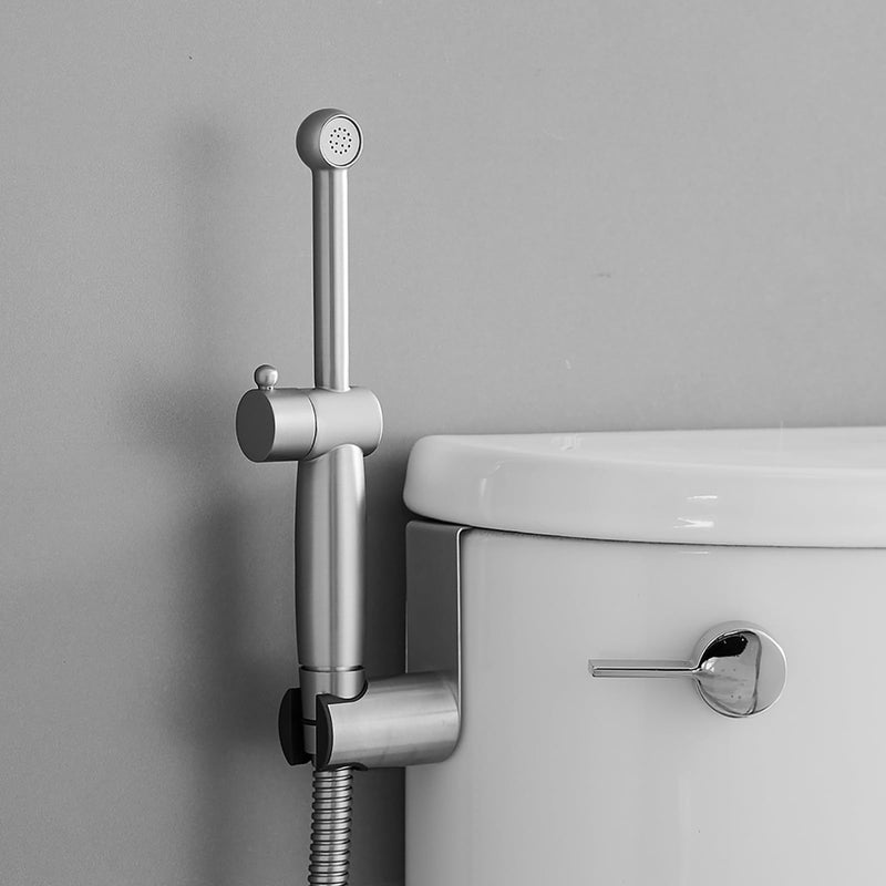 Brushed Nickel Bidet Sprayer Set, Handheld Bidet Taps Attachment for Toilet with Adjustable Water Pressure, Solid Brass Bidet Attachment Set Brushed Nickel