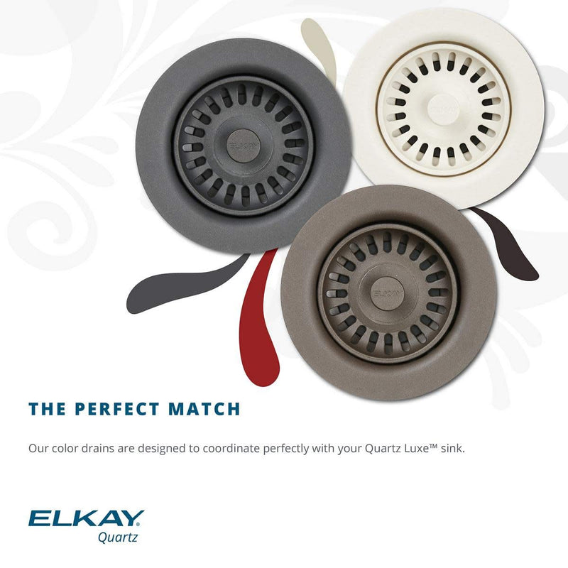 Elkay LKQD35 Polymer 3-1/2" Disposer Flange with Removable Basket Strainer and Rubber Stopper - Mocha