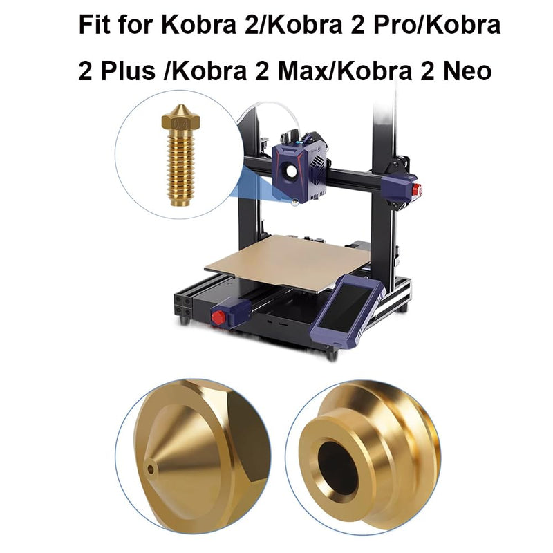 3D Printer Kobra 2 Extruder Hotend 0.4mm Nozzle Kit for Kobra 2 Pro/Kobra 2 Plus/Kobra 2 Max/Kobra 2 Neo- Included 10pcs Brass Nozzles+ 2pcs Silicone Socks Cover, Wear Resistant