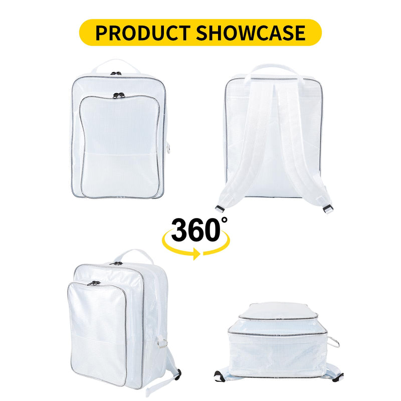 15.7 Inch Tool Backpack-Transparent & Anti-static Cleanroom Engineer Tool Bag for Work and Travel White