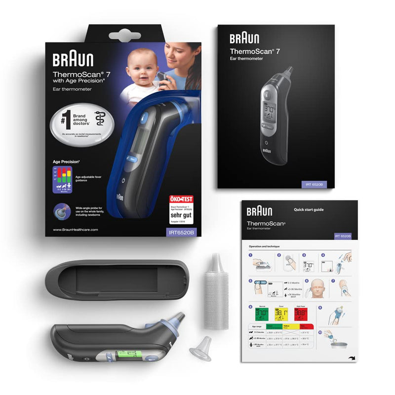 Braun ThermoScan 7 Ear Thermometer with Age Precision - Black Edition, IRT6520B