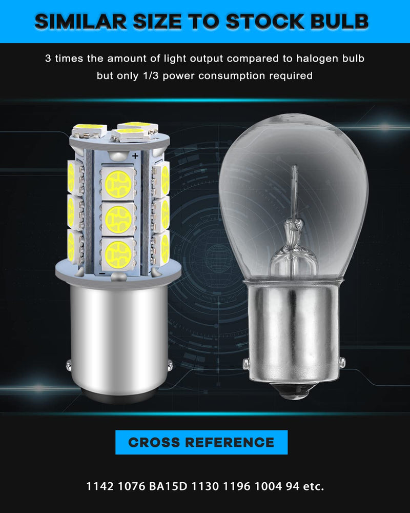 Qoope 6-Pack 1076 LED Bulb for RV, 1142 1004 BA15D White Light Bulb Replacement for 12V Camper Trailer Motorhome Boat Interior Light, 5050 18SMD Double Contact Bayonet,#90 Yard Landscape Bulb 6Pack
