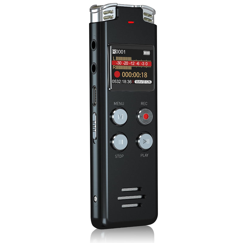 64GB Digital Voice Recorder - Pocket-Sized Voice Activated Dictaphone with Noise Canceling, USB-C & MP3 Playback, Ideal for Lectures, Meetings, Interviews