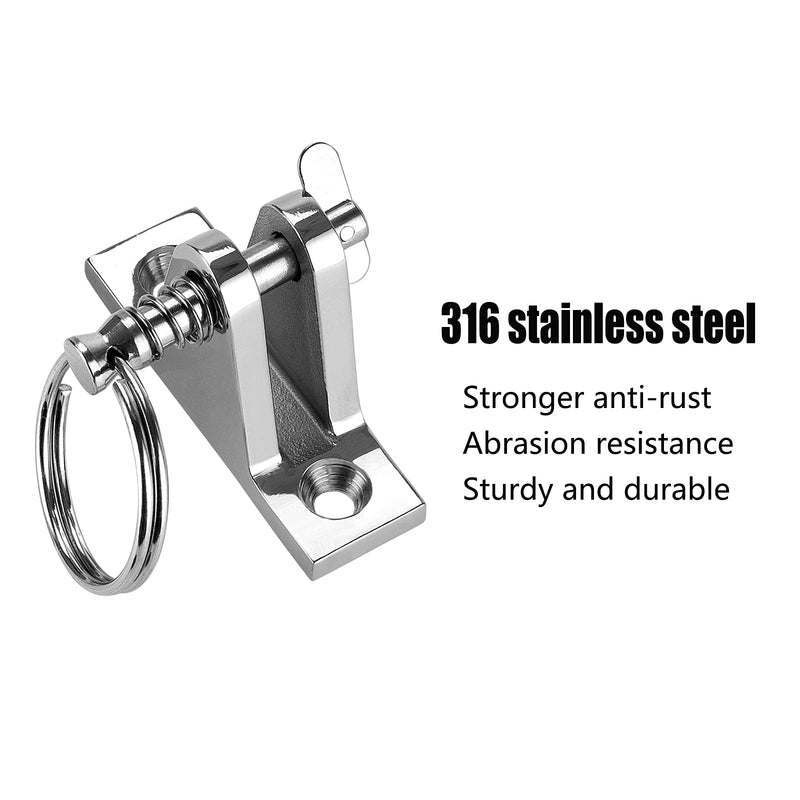 TINGZHIGO Bimini Top Deck Hinge with Quick Release pin, Bimini Top Fitting Hardware 90° Deck Hinge, 316 Stainless Steel, Installation Screws (6 Packs)